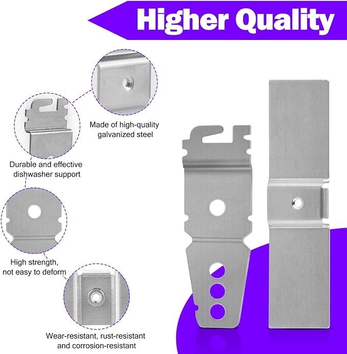 Granite Dishwasher Mounting Bracket Kit Fits Most Under Counter Dishwasher Mounting Bracket For Granite Countertop Dishwasher Brackets WP8269145 AP6012289 PS11745496 With Glue and Screws - 2 Pack