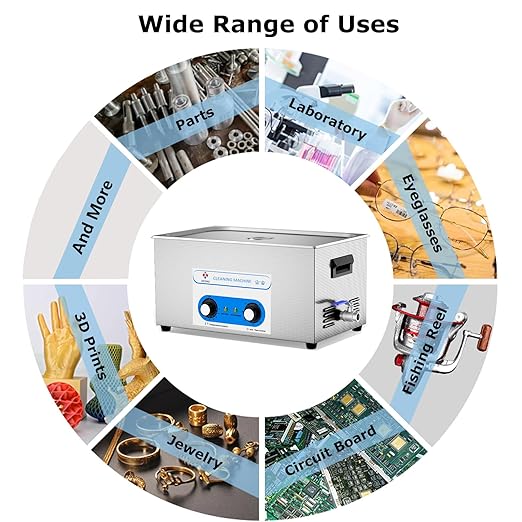 22L Ultrasonic Cleaning Machine 40kHz Knob Control Heated Sonic Cleaner Machine for Carburetor Parts (Basket Included)
