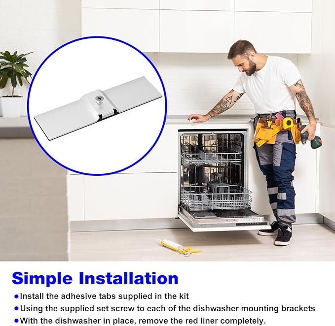 Granite Dishwasher Mounting Bracket Kit - Granite Grabber Dishwasher Mounting Bracket Suitable for Dishwasher Countertop Installation Kit