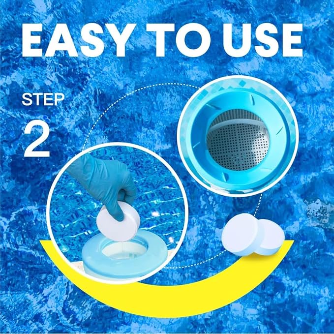 PROFELIZ Chlorine Tablets 3 Inch for Swimming Pools, Kills Bacteria and Stops Algae, Slow Dissolving,Individually Wrapped,Pool Chlorine Tablets, 2-Pack,4 lb per Bucket，8lb Total