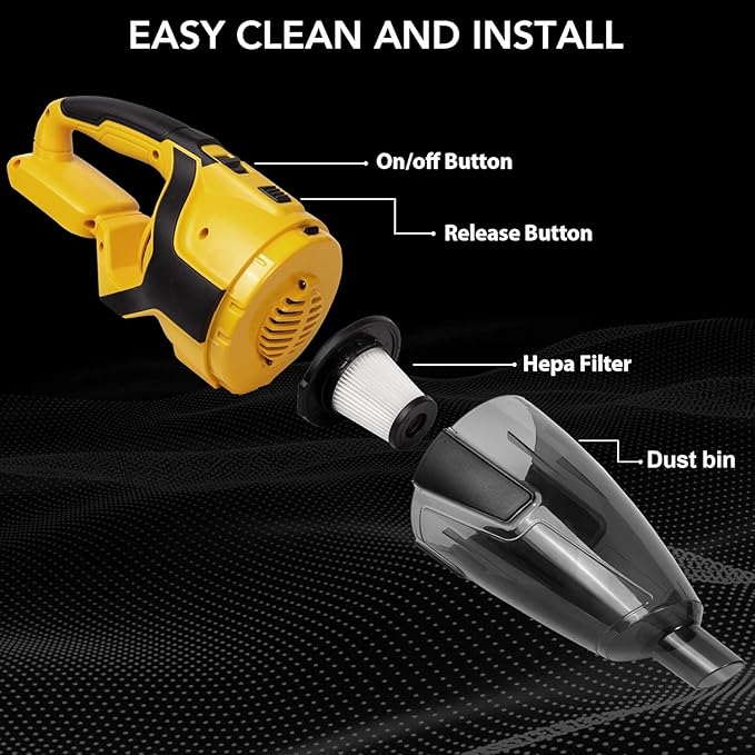 120W Cordless Handheld Vacuum Cleaner Compatible with Dewalt 20v Max Battery (Tool Only) Portable for Hard Floor Carpet Car Pet Hair Cleaning