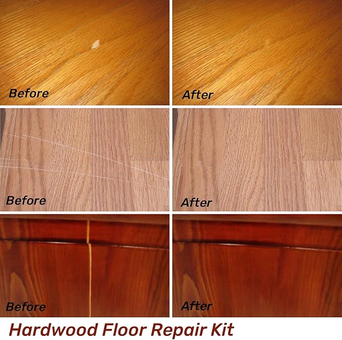 Hardwood Floor Repair Kit, Wood Floor Repair Kit with 11 Colors Repair Wax Blocks, Wood Furniture Repair Kit, Restore Any Scratches, Cracks for Wood Floors, Cabinet, Table, Door, Bookcase