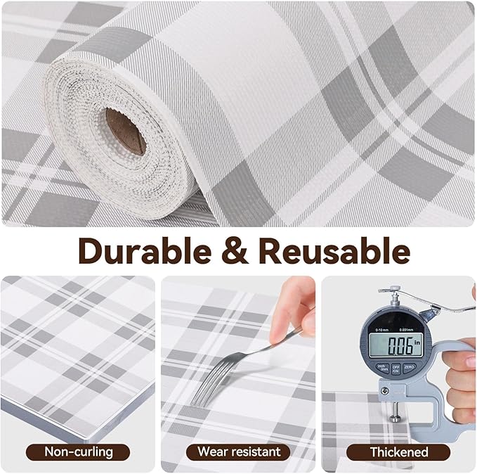 Drawer Shelf Liner for Kitchen Cabinets, Non Adhesive Slip Resistant Shelf Paper Easy to Clean, Strong Grip Thickened Waterproof Washable Mats for Pantry Shelves Cupboard Dresser (Grey, 17.5in x 30FT)