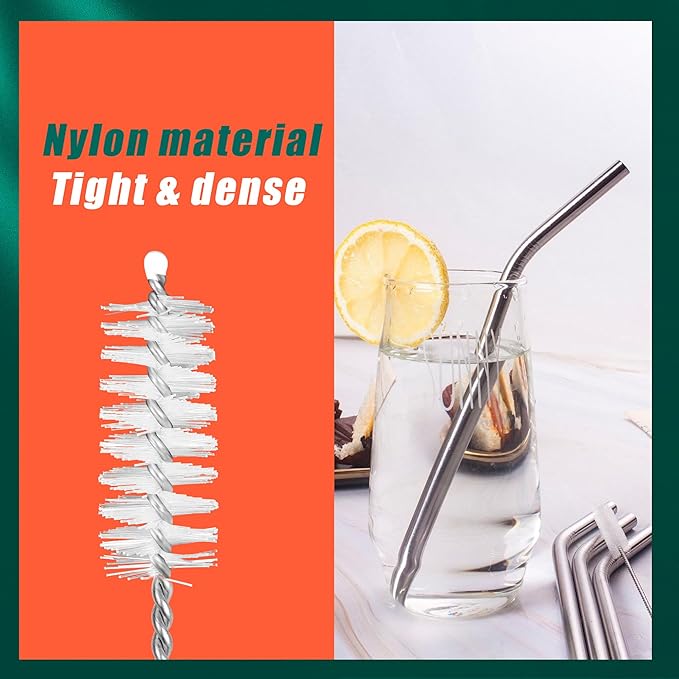9-Pack Thin Long Handle Bottle Brushes, Stainless Steel Wire Cleaners with Boar Bristle & Wool Tip, Flexible Narrow Neck Cleaner for Wine Bottles, Tubes, Straws, Pipe, Hose & Decanter