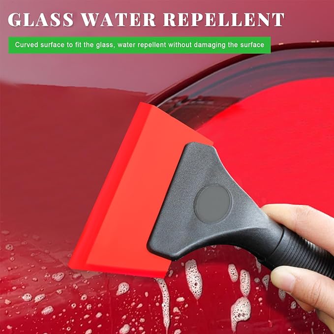 4 PCS Window Tint Kit Tools, Professional Vinyl Wrap Kit with Plastic Squeegee & Felt Squeegee, Universal Privacy Film Installation Tint Tools for Vehicle Glass Home (Red)