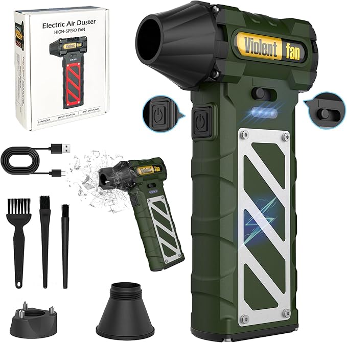 Electric Air Duster-Compressed Air Duster,60mph Wind Stepless Speed Canned Air for PC/Computer/Blaster/Electronics/Home Cleaning, 150000RPM Air Blower to Spray Air Can Dust Off Keyboard Cleaner(Green)