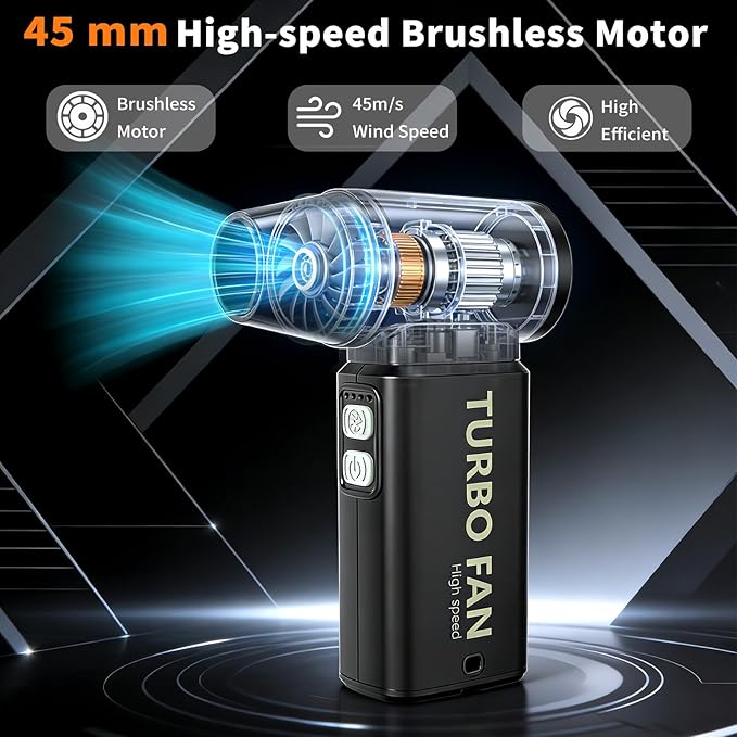 Compressed Air Duster-100000RPM Electric Air Duster for PC&Keyboard Cleaning，4-Speed Cordless Turbo Fan Rechargeable Reusable Compressed Air Blaster, Air Bed, Outdoors, Home