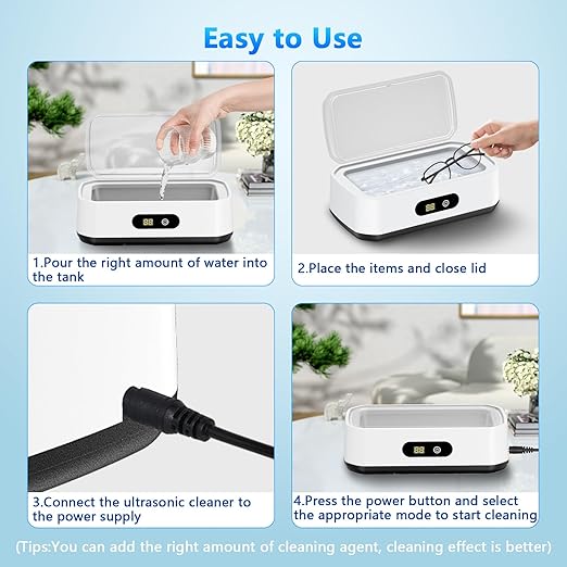2025 Upgrade Large Capacity Ultrasonic Cleaner, 50kHz Ultrasonic Cleaner Machine with 5 Modes Timer for Glasses Jewelry Dentures-304 Stainless Steel Tank,White & Black