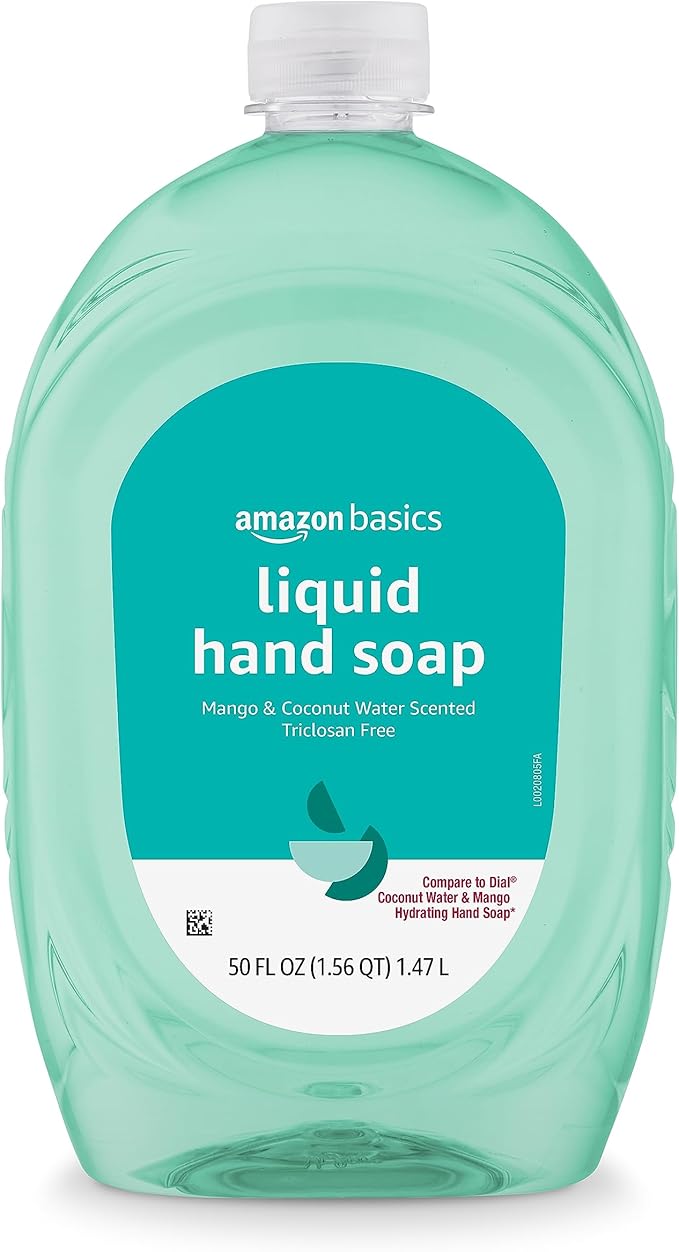 Amazon Basics Liquid Hand Soap Refill, Mango and Coconut Water Scent, Triclosan-Free, 50 Fl Oz (Pack of 1) (Previously Solimo)