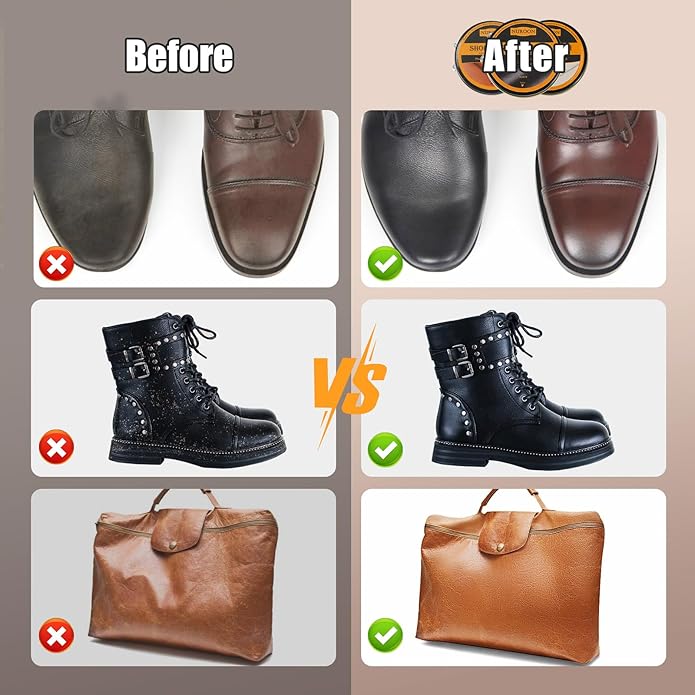 9 Pcs Shoe Polish Kit for Men & Women, 3 Pcs Horsehair Shoe Brushes, Brown Neutral Black Shoe Polish