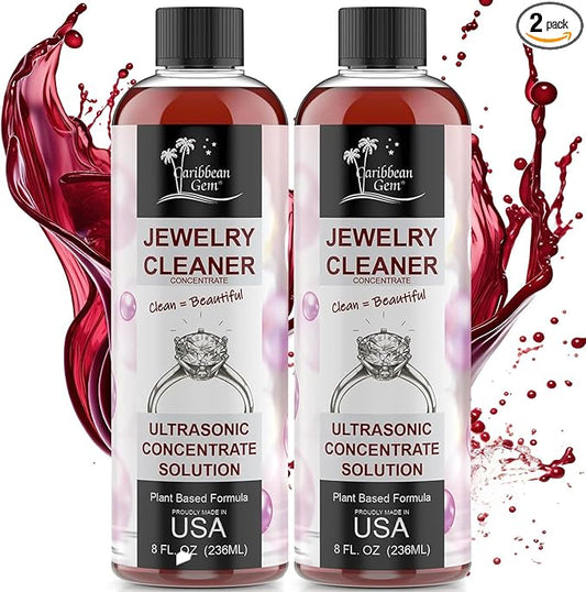 Ultrasonic Cleaner Solution Concentrate - Highly Concentrated All Purpose Cleaning Solution for All Ultrasonic Machines - USA Made Plant Based Eyeglass and Jewelry Cleaner, 8oz (2 Pack)