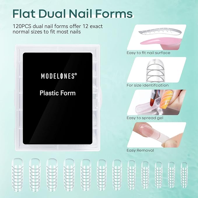 Modelones Slip Solution for Poly Gel, Anti-Stick Gel Nail Extension Complete Kit with Nail Forms Tips Clips Art Tool DIY at Home