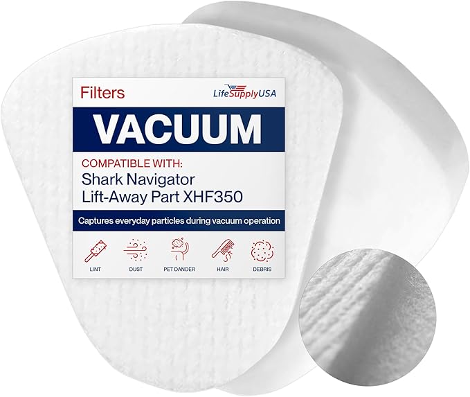 XFF350 Vacuum Foam and Felt Filter Replacement Kit Compatible with Shark Navigator Lift-Away Upright Vacuum Cleaners Part XHF350 by LifeSupplyUSA