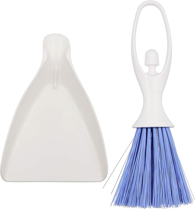 LBY Hand Broom and Dustpan Set, Mini Brush Nesting Tiny Cleaning Whisk, Ergonomic Grip Handle for Desk, Keyboard, Car Cleaner Tools 2 in 1