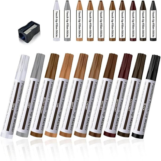 Repair Pen Wooden Furniture Floor Scratch Repair Markers and Wax Sticks Set of 21 for Stains, Scratches, Wood Floors, Tables, Desks, Carpenters, Bedposts, Touch Ups, and Cover Ups