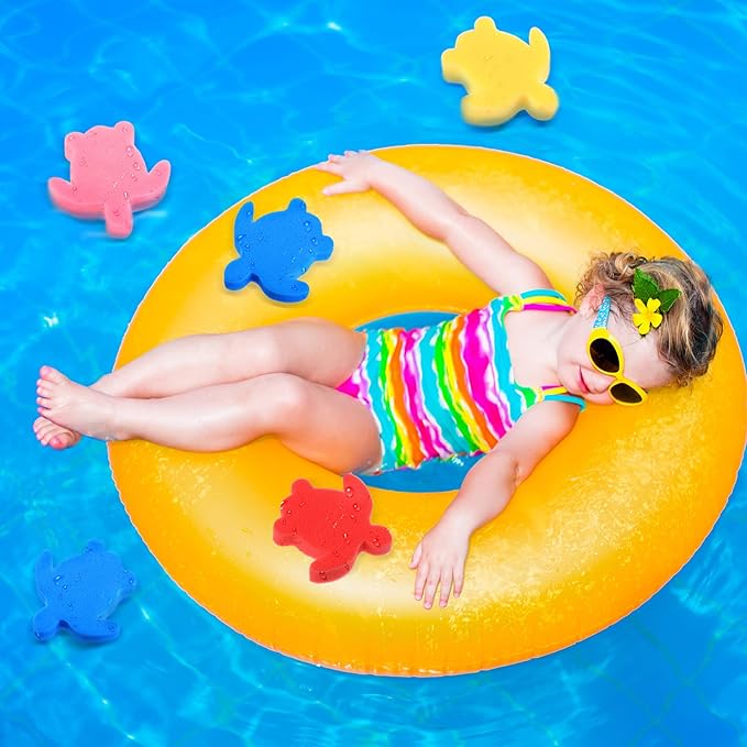 Chuangdi 24 Pieces Hot Tub Sponge, Turtle Oil Scum Absorbing Absorber for Spa and Swimming Pool (Blue, Red, Yellow, Pink)