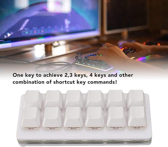 12 Key USB Mini Keyboard with Programmable Macros,USB Type C Wired Programmable RGB Custom One Handed Gaming Keyboard Mechanical Red Switch Gaming Keyboard OSU Keypad for PC