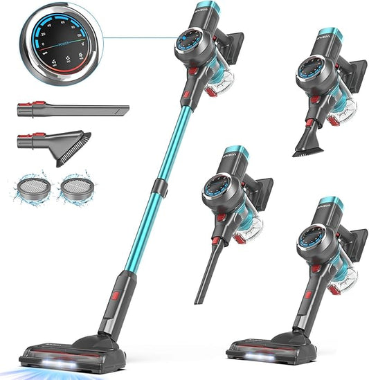 Cordless Vacuum Cleaner, 580W/50KPa Cordless Vacuum, 65 Mins Run Time, Self-Supporting Design,Stick Vacuum with OLED Display and Anti-Tangle Brush for Home, Carpets, Hard Floors and Pet Hair