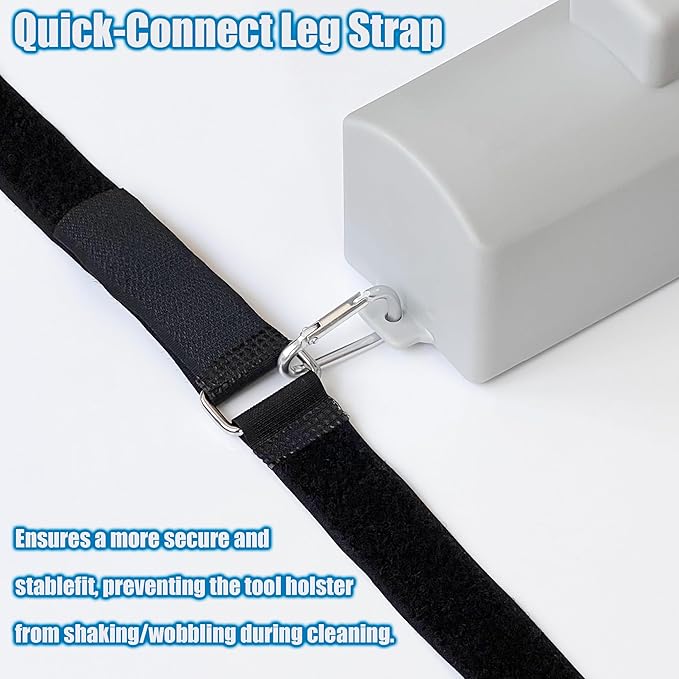 Window Cleaning Holster with Belt, Removable Side Bucket, Detachable Squeegee Holder Tool, Carry Multiple Tools on Waist, Ideal Cleaners Kit