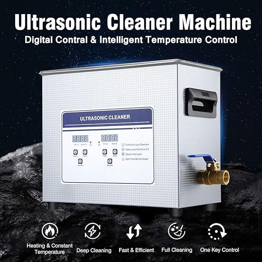 Anbull 6.5L/1.7Gal 180W Professional Ultrasonic Cleaner Machine with 304 Stainless Steel and Digital Timer Heater for Jewelry Watch Coin Glass Circuit Board Small Parts