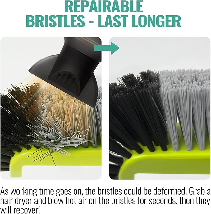 18" Pool Brush Head for Cleaning Swimming Pool Walls, Curved Ends High-Efficiency Scrub Brush for Tile, Flooring and Vinyl Pools, Fiberglass, Fits Φ1.25” Poles (Green & Black & Gray)