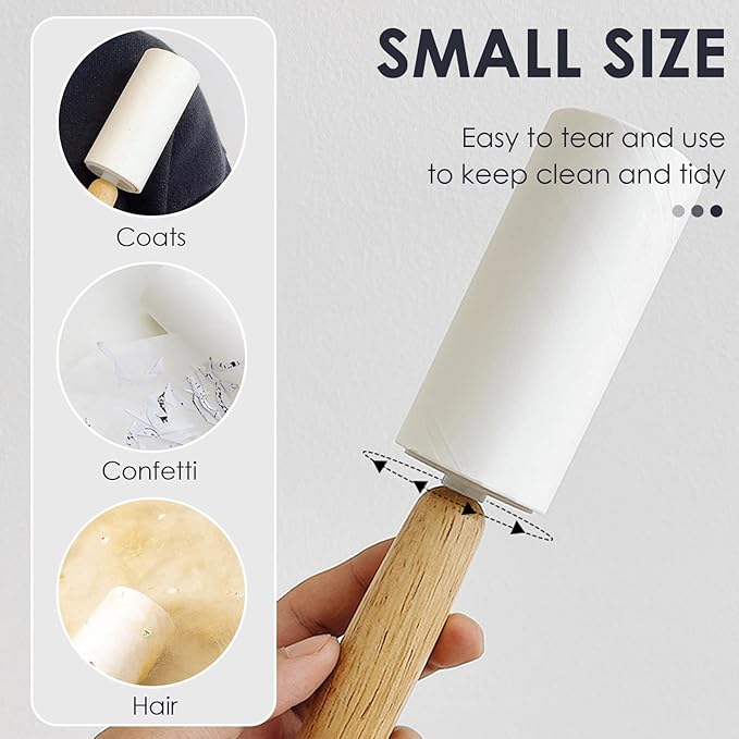 2 Pack Lint Rollers for Pet Hair, 240 Sheets Pet Hair Remover for Clothes, Portable Lint Remover Brush with Wooden Handle