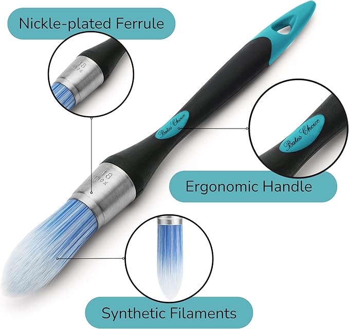 Bates- 0.75in Small Trim Paint Brush, Blue-Black