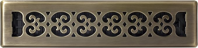 Decor Grates SPH214-A Scroll Design Floor Register, 2x14 Inches, Antique Brass Finish