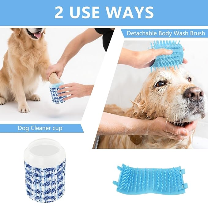 Dog Paw Cleaner Cups for Dogs Pets Foot Washer Paw Scrubber for Medium Small Cats Dogs Cleaning Cup Blue Sea Turtle Tie Dye