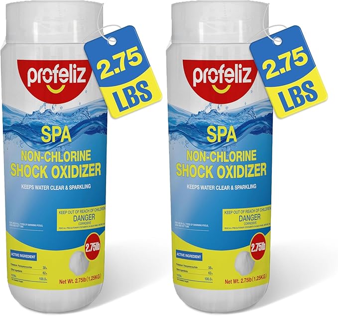 PROFELIZ Non-Chlorine Shock for Hot Tubs, Spas & Pools,Fast-Acting Chlorine-Free Oxidizer Treatment,Clear Cloudy Water,2 Pack, 5.5 lb Total