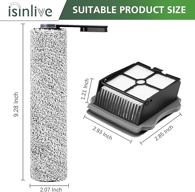 Floor ONE S5 Brush Roller Replacement Parts for Floor ONE S5/Floor One S5 Pro Smart Cordless Wet Dry Vacuum Cleaner, 2 Pack Brush Rollers and 2 Pack Vacuum HEPA Filters