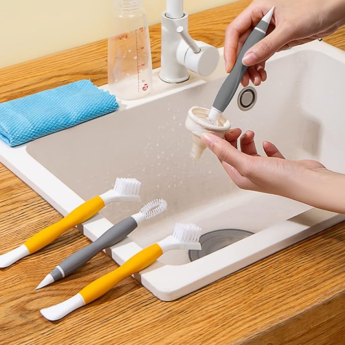 Grout Cleaning Brush Set 2 Pack Crevice Detail Cleaner Brush Multi-Purpose Scrub for Cleaning Bottle Cup Lid, Dish, Tile, Sink, Drain, Shower Room, Window Groove, Door Track, Floors