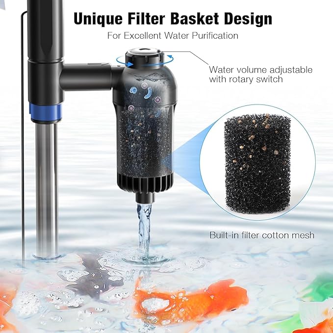 bedee Aquarium Vacuum Gravel Cleaner, 24W Electric Fish Tank Cleaner Vacuum, 6 in 1 Multifunctional Aquarium Cleaner for Automatic Water Change, Wash Sand, Water Circulation and Timed Off