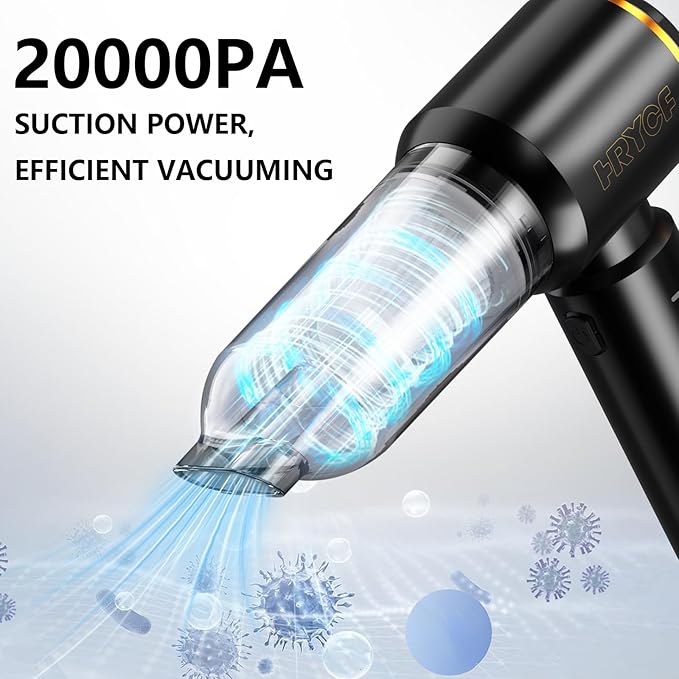 Car Vacuum Cleaner,Handheld Vacuum,20000PA High Power 4-in-1 Portable Rechargeable Vacuum Cleaner with Brushless Motor, Small Vacuum for Car & Air Blower & Pump-Black