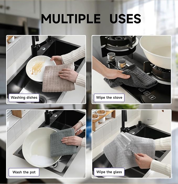 100% Cotton Kitchen Dish Cloths Set (8 Pack) – 13 x 13 Inches Ultra Soft Absorbent Dish Towels for Washing Dishes Scrubbing Dish Cloths Sets