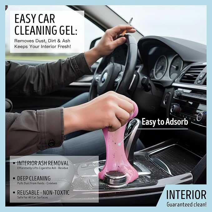 Car Cleaning Gel,Reusable Car Cleaning Putty for Interior Detailing, Car Cleaning Supplies, Auto Detailing Tools, Car Slime for Dust Removal, Car Accessories Interior, Car Cleaning Kit(Pink, 0.8 OZ)