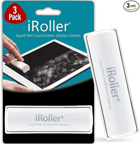 iPad Screen Cleaner by iRoller - Pack of 3 - No Need for Spray or Wipes, Liquid Free - Reusable & Washable -Portable Phone Screen Cleaner for Touchscreen- Ideal for Smartphone, Macbook, Monitor - 3.5"
