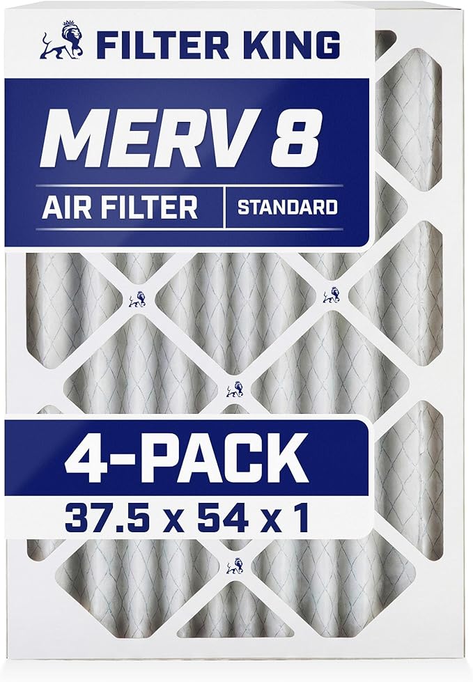 Filter King 37.5x54x1 Air Filter | 4-PACK | MERV 8 HVAC Pleated A/C Furnace Filters | MADE IN USA | Actual Size: 37.5 x 54 x .75"