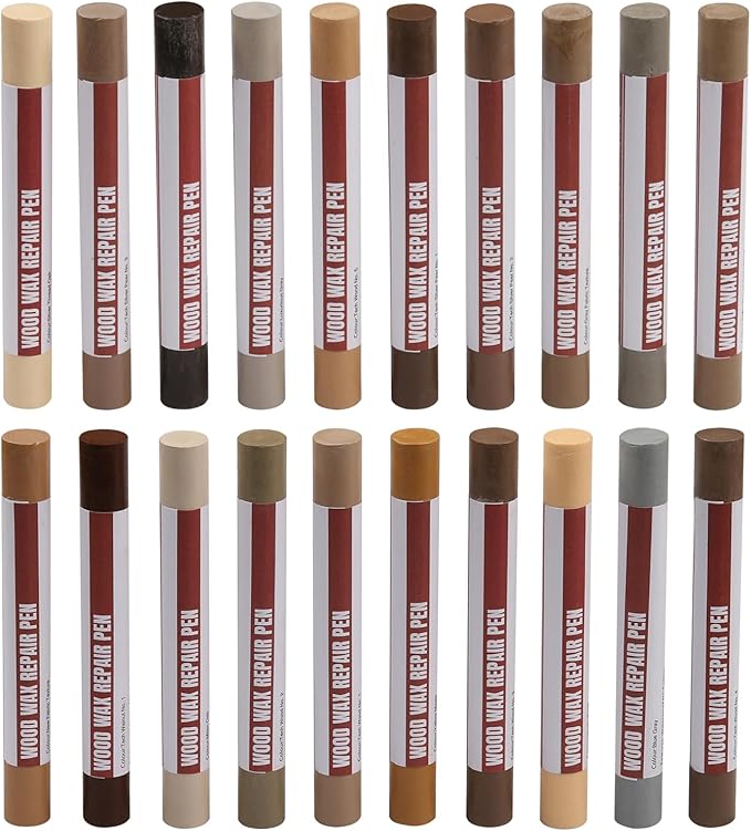 Wood Filler Sticks，20 Colors Wood Repair Wax Crayons Furniture Markers Touch up for Repairing Scratches, Scuffs, Cracks, Dings and Holes in Wood Floors, Cabinets, Furniture (Technicolor Series)