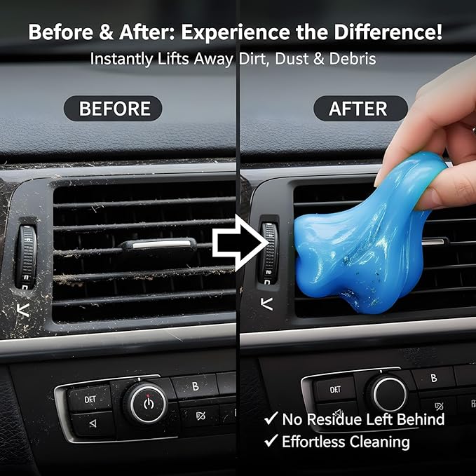 Car Cleaning Gel,Reusable Car Cleaning Putty for Interior Detailing, Car Cleaning Supplies, Auto Detailing Tools, Car Slime for Dust Removal, Car Accessories Interior, Car Cleaning Kit(Blue, 0.8 OZ)