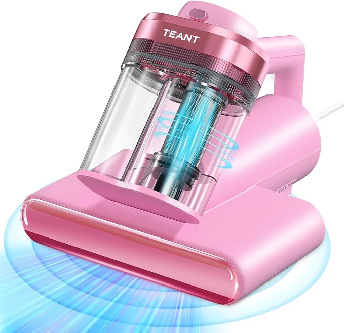 Mattress Vacuum Bed Vacuum Cleaner with 253.7nm UV-C Light, Hyper Helix Motor with 16kPa Strong Suction & 33000 RPM/Min Tapping, HEPA Filter, 149℉ Heat & Ultrasonic & Anion for Bed and Pet