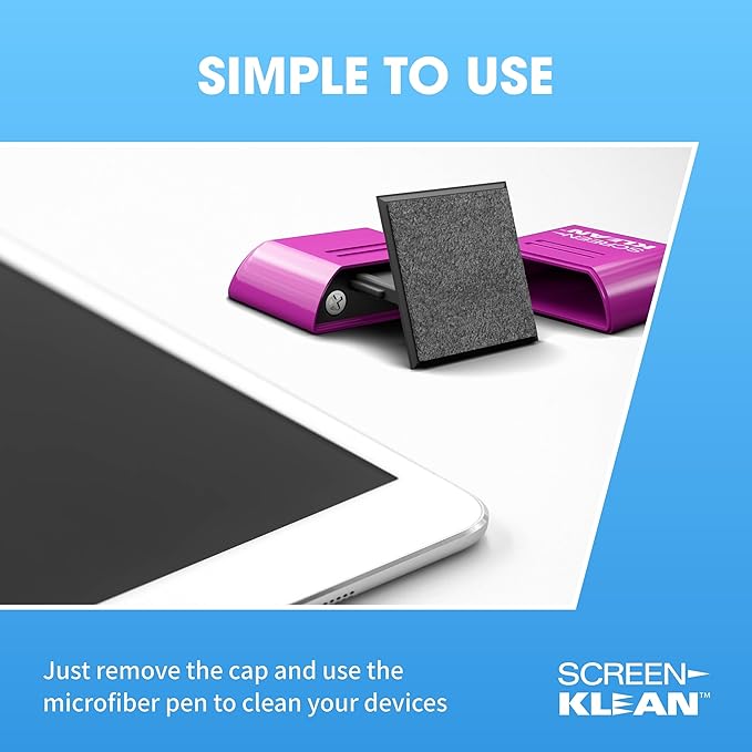 CarbonKlean ScreenKlean Tablet Screen Cleaner - Compatible with iPad, Android & Amazon Tablet - with Carbon Microfiber Tech-Injected Purple-1 Count (Pack of 1)