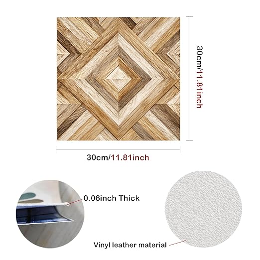 Nuxovilar Peel and Stick Vinyl Flooring, 12x12 Inch Geometric Triangle Marble-Look, Self-Adhesive Waterproof Flooring, 10 Pcs