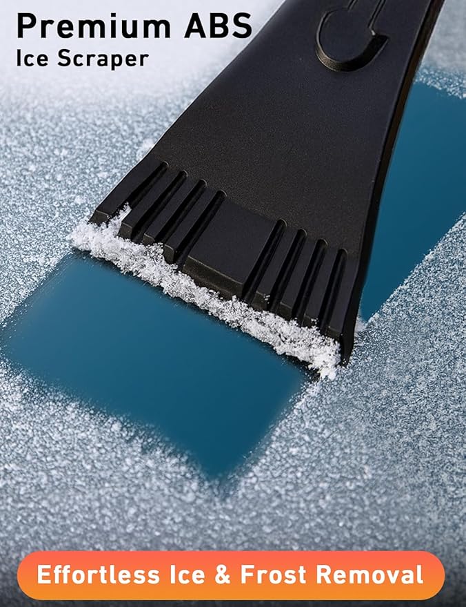 EcoNour 27" Aluminum Snow Brush with Ice Scrapers for Car Windshield and Window | Car Snow Scraper and Brush with Ergonomic Foam Grip Winter Accessories (Orange, Red, Green) (3 Pack)