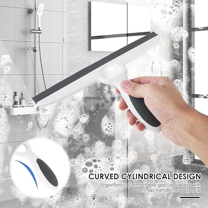10pack Shower Squeegee for Glass Doors/Walls,10" Squeegee with Adhesive Hook,All-Purpose Shower Squeegee for Shower Doors, Bathroom, Window and Car Glass