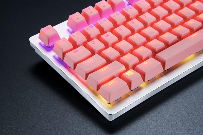 Razer PBT Keycap + Coiled Cable Upgrade Set: Durable Doubleshot PBT - Universal Compatibility - Keycap Removal Tool & Stabilizers - Tactically Coiled & Designed - Braided Fiber Cable - Quartz Pink