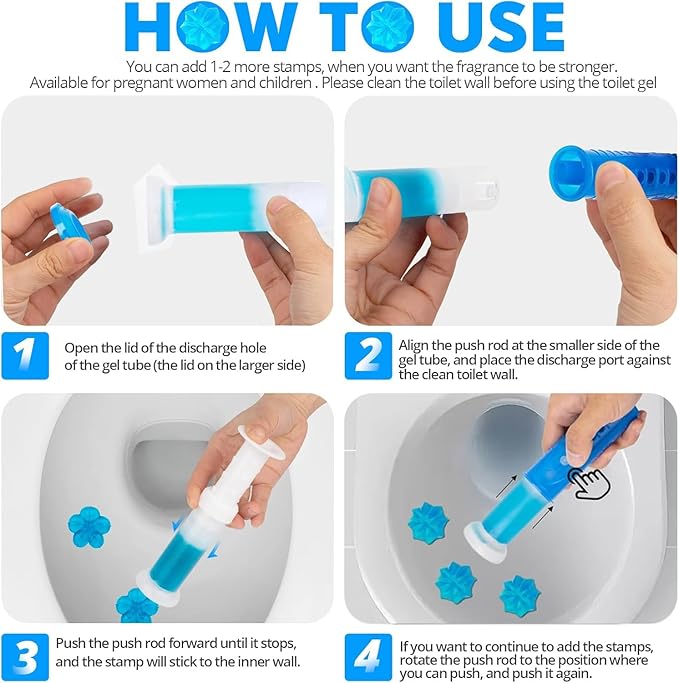 Solala 6 Packs Toilet Bowl Gel Stamp - Replacement Gel Toilet Bowl Cleaning Stamps Compatible with Scrubbing Bubbles, Stop Limescale and Rings, for Cleaning and Refreshing, 6 Pack with Dispenser