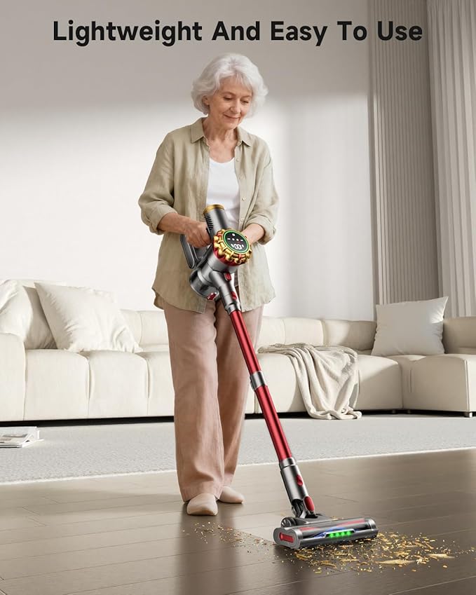 Cordless Vacuum Cleaner 580W 50Kpa Vacuum Cleaners For Home, 65 Mins Battery Stick Vacuum Led Panel, Anti-Tangle, Self-Standing, 8-In-1 Lightweight Vacuum For Hardwood Floor/Carpet/Pet Hair -Y