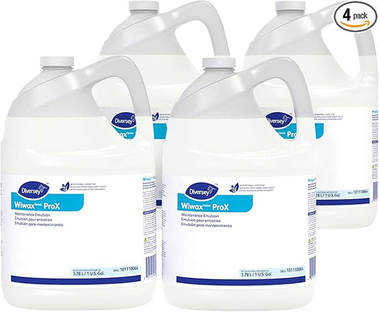 Diversey 101110064 Wiwax ProX Floor Cleaning & Maintenance Emulsion Liquid, Commercial Strength Sealer for Rubber, Concrete & Stone Floors, Concentrate, 1-Gallon (Pack of 4)