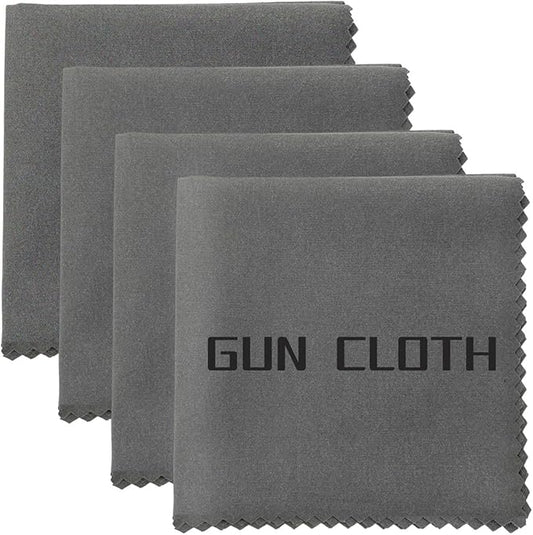 4 Pack Microfiber Gun Cleaning Cloth, 12"x12" Lint Free Gun Cleaning Rags, Reusable Microsuede Cleaning/Polishing Wipes Towels for Firearms, Knives and Scopes (Gray)